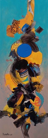 Zohaib Rind, 10 x 31 Inch, Acrylic on Paper, Abstract Painting, AC-ZR-329 Zohaib Rind, 10 x 31 Inch, Acrylic on Paper, Abstract Painting, AC-ZR-329